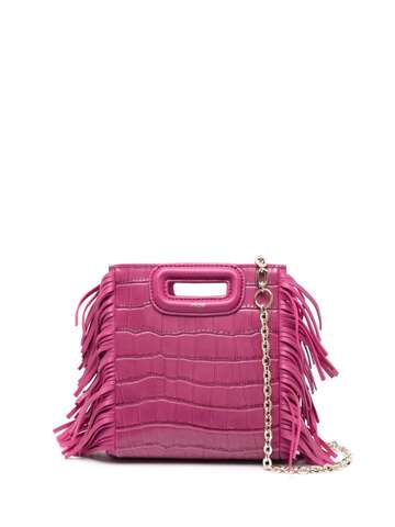 maje mini m crocodile-embossed tote bag - pink