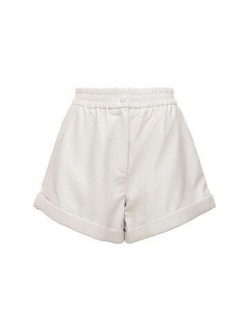 ROTATE Belina Faux Leather Shorts W/ Logo in white