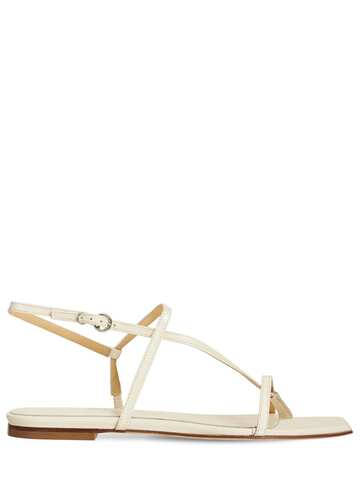 aeyde 10mm ella leather thong sandals in ivory