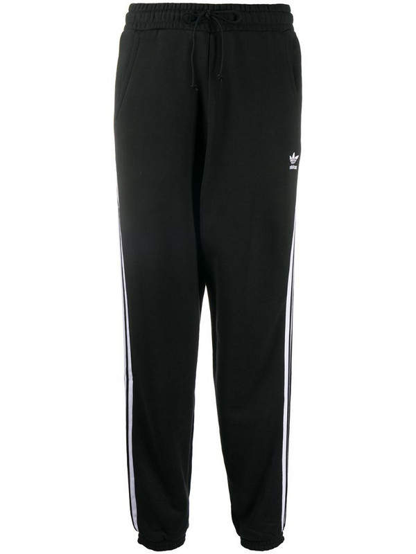 adidas side stripes track pants in black