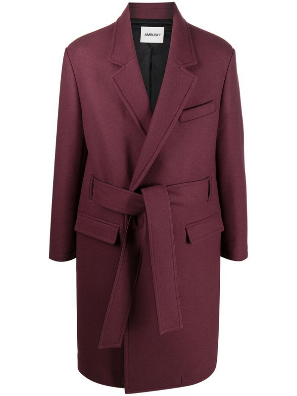 AMBUSH belted single-breasted coat in red