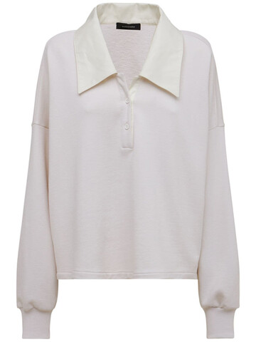 MADE IN TOMBOY Joy Cotton Polo Shirt W/gabardine Collar in white