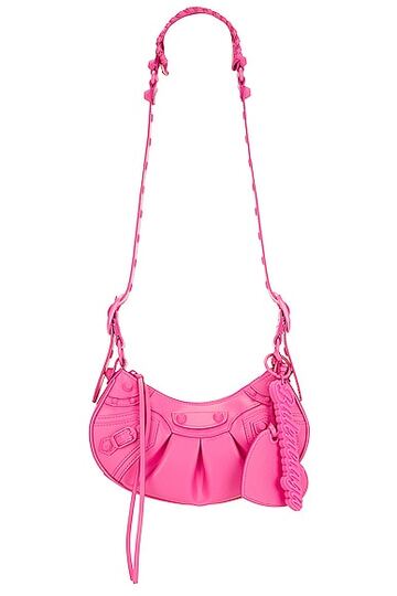 balenciaga le cagole latex xs shoulder bag in fuchsia in pink