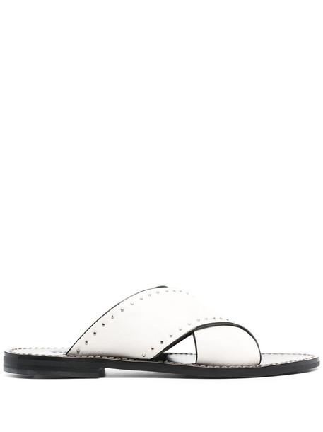 Twin-Set crossover-strap leather sandals - White
