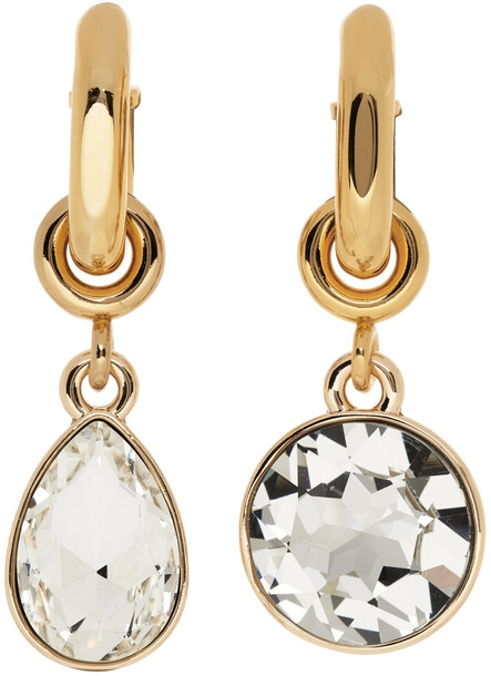 Paco Rabanne Gold XL Link Crystal Hoop Earrings