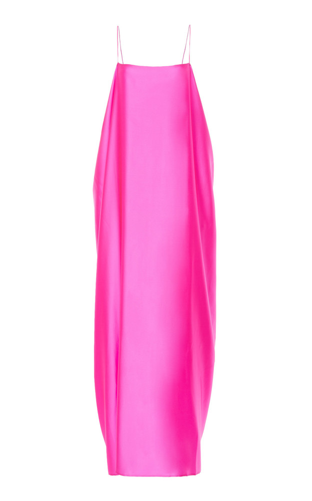 Bernadette Antwerp Meredith Silk-Satin Midi Dress in pink