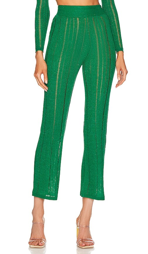 Cult Gaia Savannah Knit Pant in Green