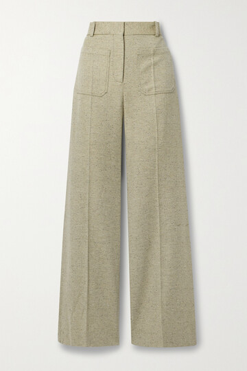 victoria beckham - alina wool-blend twill wide-leg pants - green