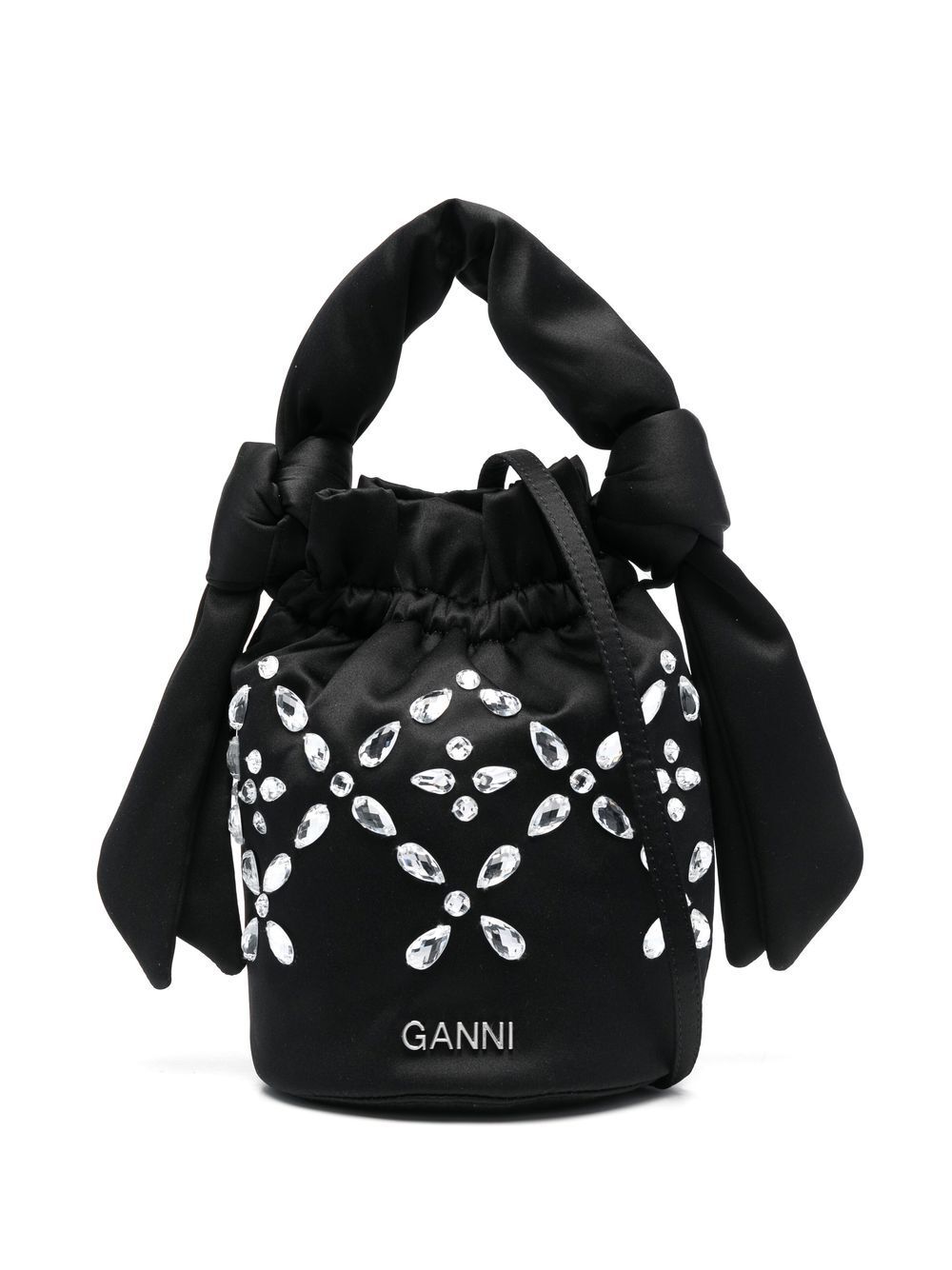GANNI Occasion crystal-embellished pouch bag - Black