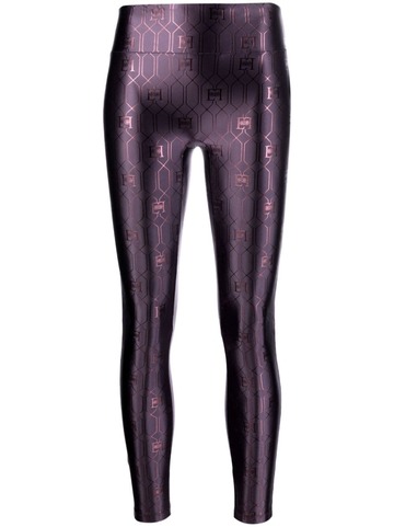 elisabetta franchi monogram-pattern leggings - purple