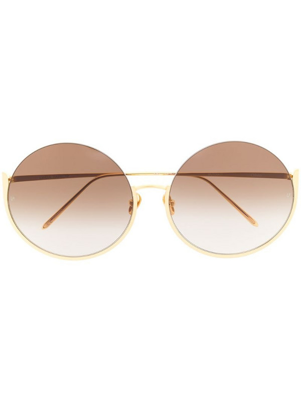 Linda Farrow oversized round frame sunglasses in gold