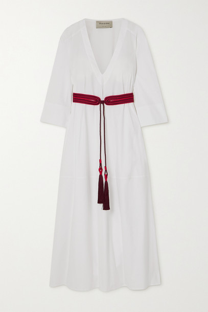 ZEUS + DIONE ZEUS + DIONE - Thysano Tasseled Cotton-blend Poplin Midi Dress - White