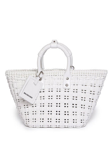 balenciaga - bistrot xs braided pvc tote bag - womens - white