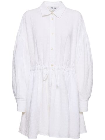 msgm cotton mini dress in white