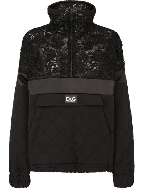 Dolce & Gabbana floral-lace panel jumper - Black