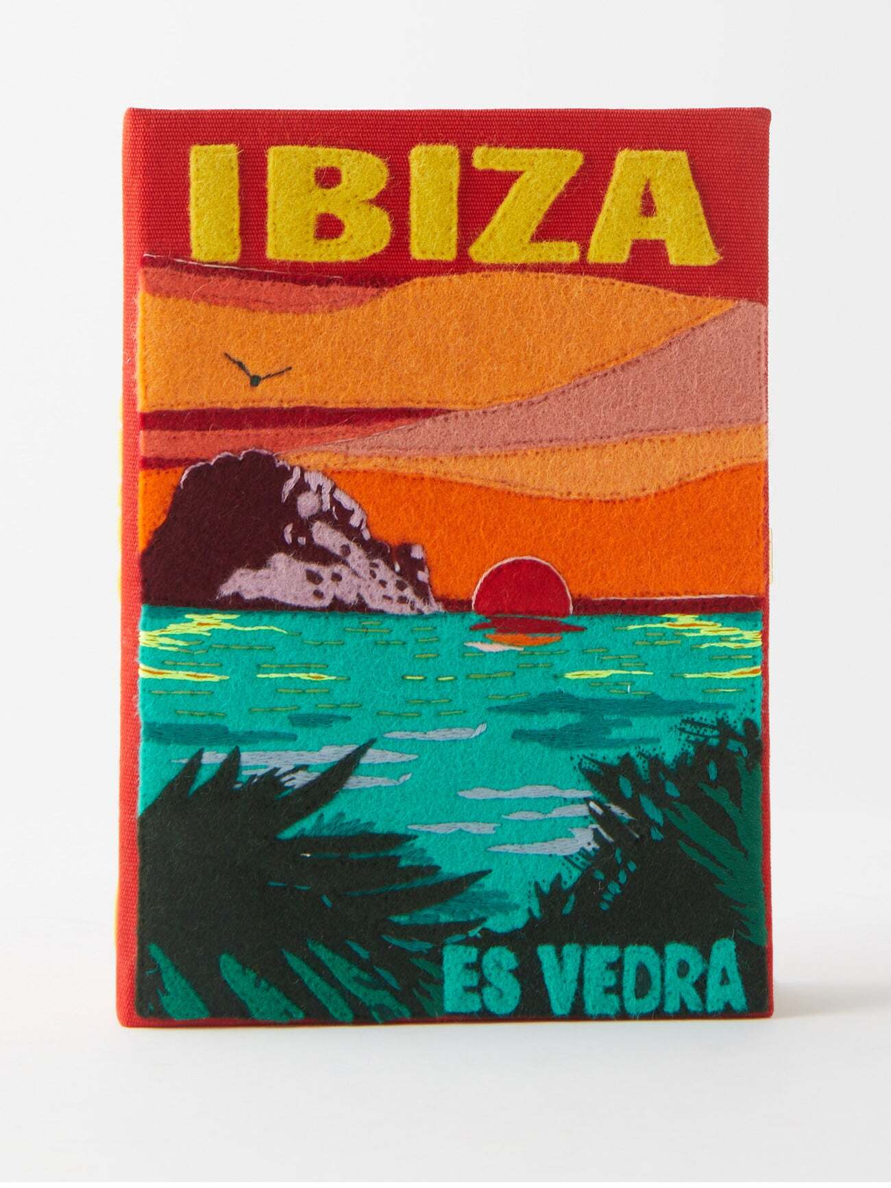 Olympia Le-tan - Ibiza Es Vedrà Embroidered Book Clutch Bag - Womens - Orange Multi