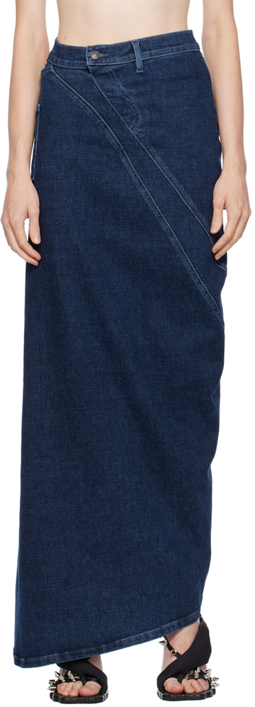 ottolinger blue multiline denim maxi skirt