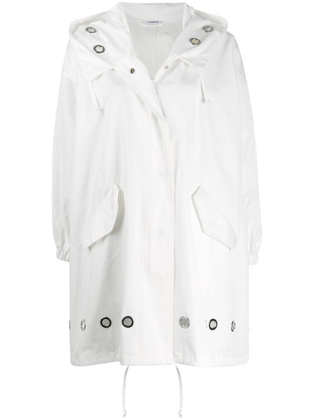 P.A.R.O.S.H. hooded eyelet coat in white