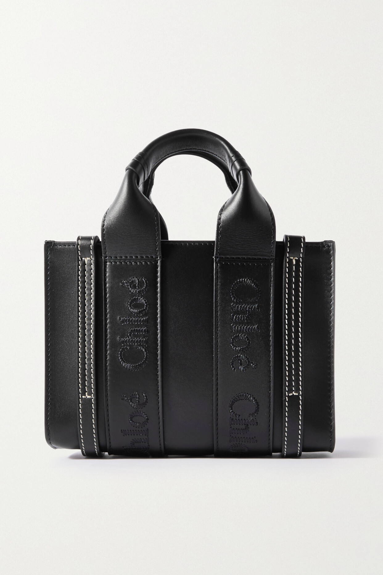 Chloé Chloé - + Net Sustain Woody Mini Embroidered Leather Tote - Black