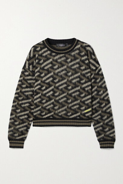 Versace - Brushed Jacquard-knit Wool Sweater - Green