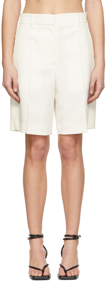 System Off-White Polyester Shorts in ivory