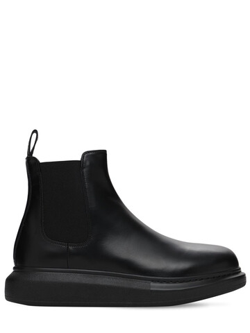 ALEXANDER MCQUEEN 45mm Hybrid Leather Slip-on Boots in black