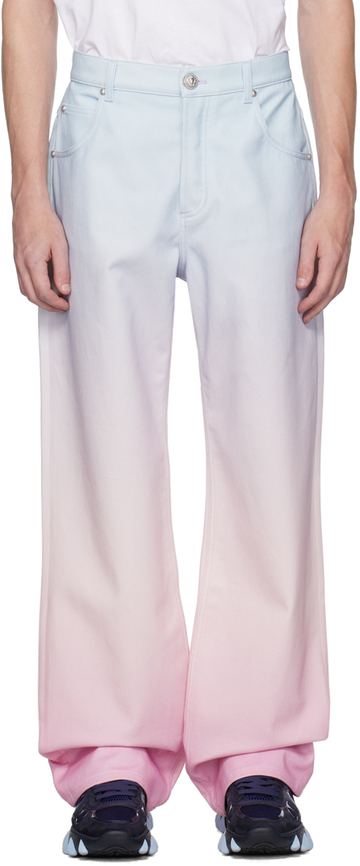 balmain blue & pink evian edition jeans in rose
