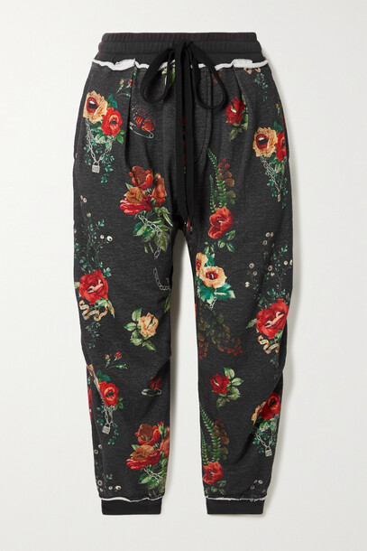 R13 - Floral-print Cotton-blend Jersey Track Pants - Black