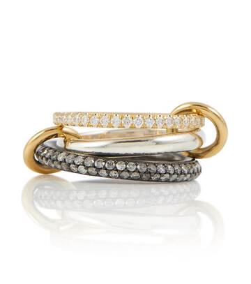 spinelli kilcollin scorpio 18kt gold linked rings with diamonds
