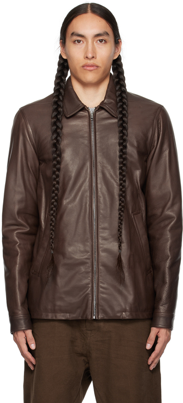 rick owens brown brad leather jacket