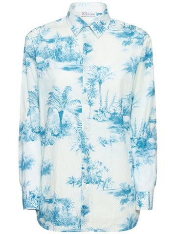RED VALENTINO Printed Cotton Shirt in blue / multi