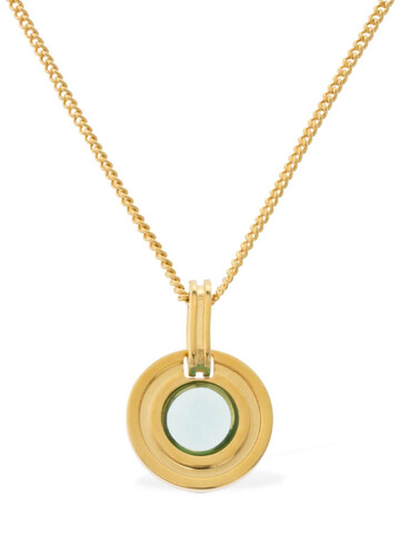 LEDA MADERA Sophia Necklace W/ Glass Stone in gold / green