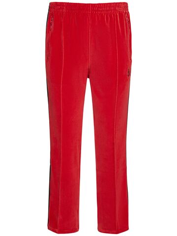 needles logo velour track pants in red