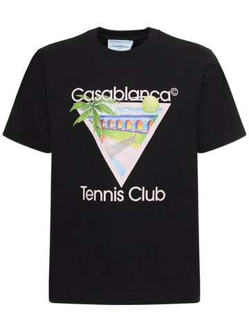 casablanca lvr exclusive tennis club cotton t-shirt in black