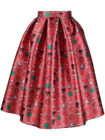 alessandro enriquez graphic-print flared midi skirt in red