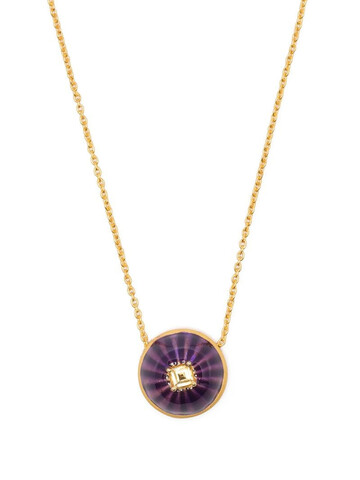 AKANSHA SETHI citrine purple enamel button necklace in gold