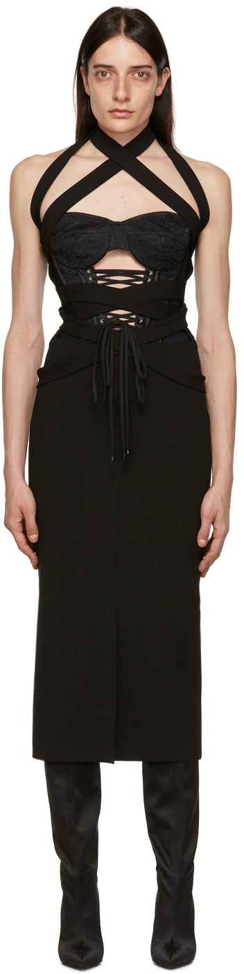 Dolce & Gabbana Black Viscose Midi Dress