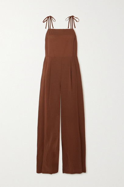 LE 17 SEPTEMBRE - Tie-detailed Crinkled Woven Jumpsuit - Red