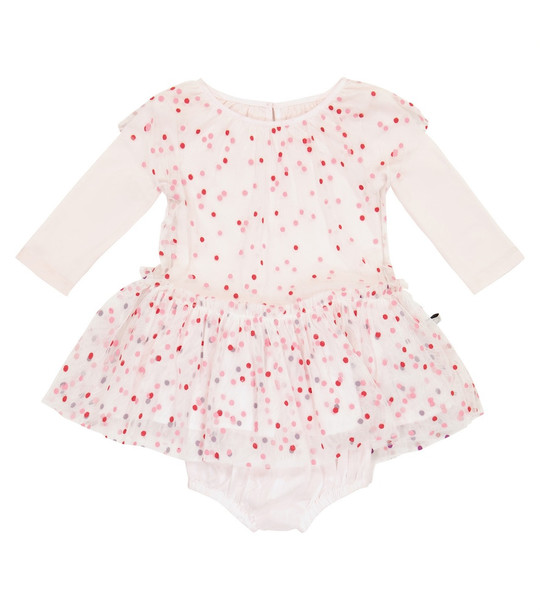 Stella McCartney Kids Baby polka-dot tulle and cotton playsuit in white