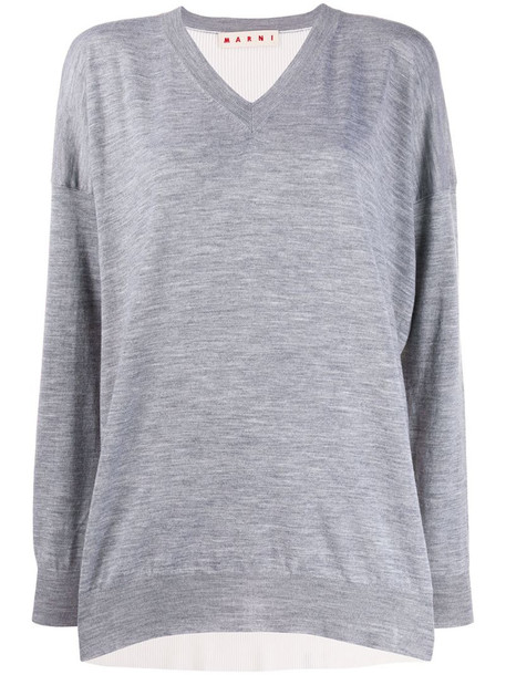 Marni jersey knitted top in grey