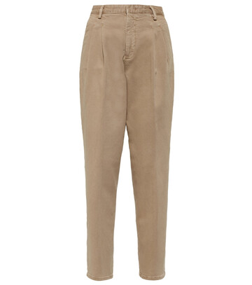 redvalentino high-rise cotton gabardine pants in beige