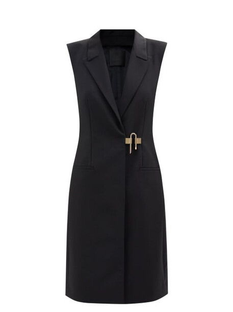 Givenchy - Lock-embellished Cutout Tailored Wool-blend Dress - Womens - Black