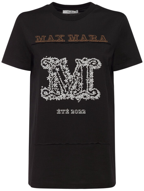 MAX MARA Printed Cotton Jersey T-shirt in black
