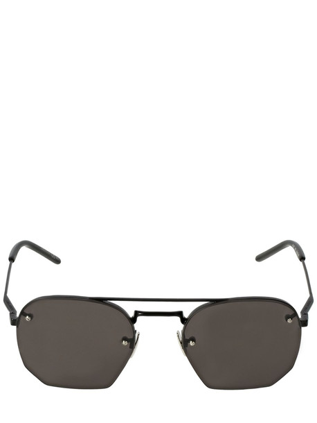 SAINT LAURENT Sl 422 Hexagonal Metal Sunglasses in black / grey