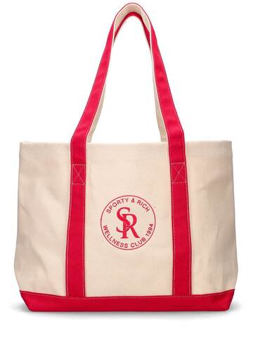 SPORTY & RICH S&r Two Tone Cotton Tote in beige