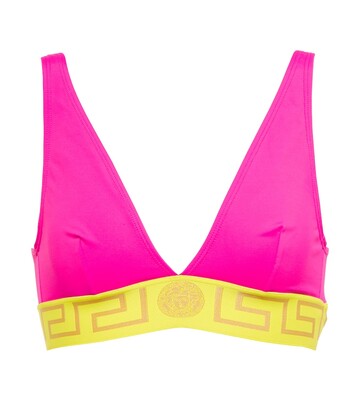 Versace Greca triangle bikini top in pink