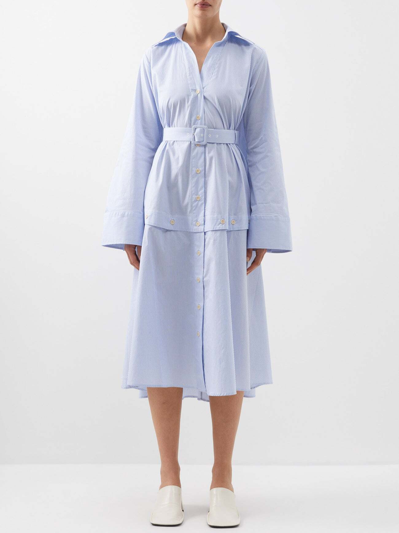 Palmer/harding Palmer//harding - Spliced Striped Cotton Dress - Womens - Blue Stripe