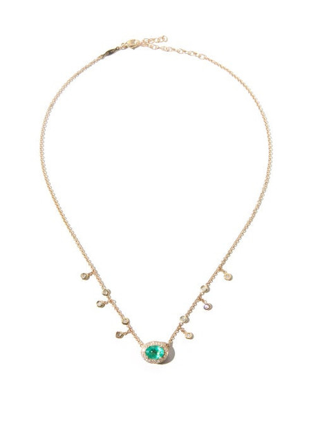 Jacquie Aiche - Shaker Emerald, Diamond & 14kt Gold Necklace - Womens - Green Gold