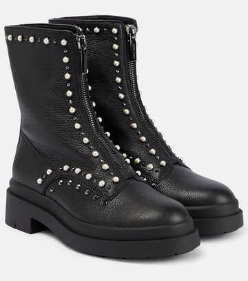 jimmy choo nola embellished leather ankle boots in black