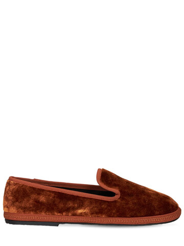 SENTIER 10mm Principe Velvet Loafers in brown